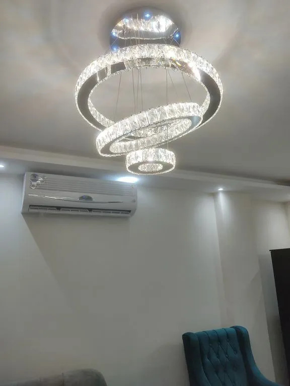 لوستر سه حلقه کریستالی مدل کهکشانی با ریموت کنترل